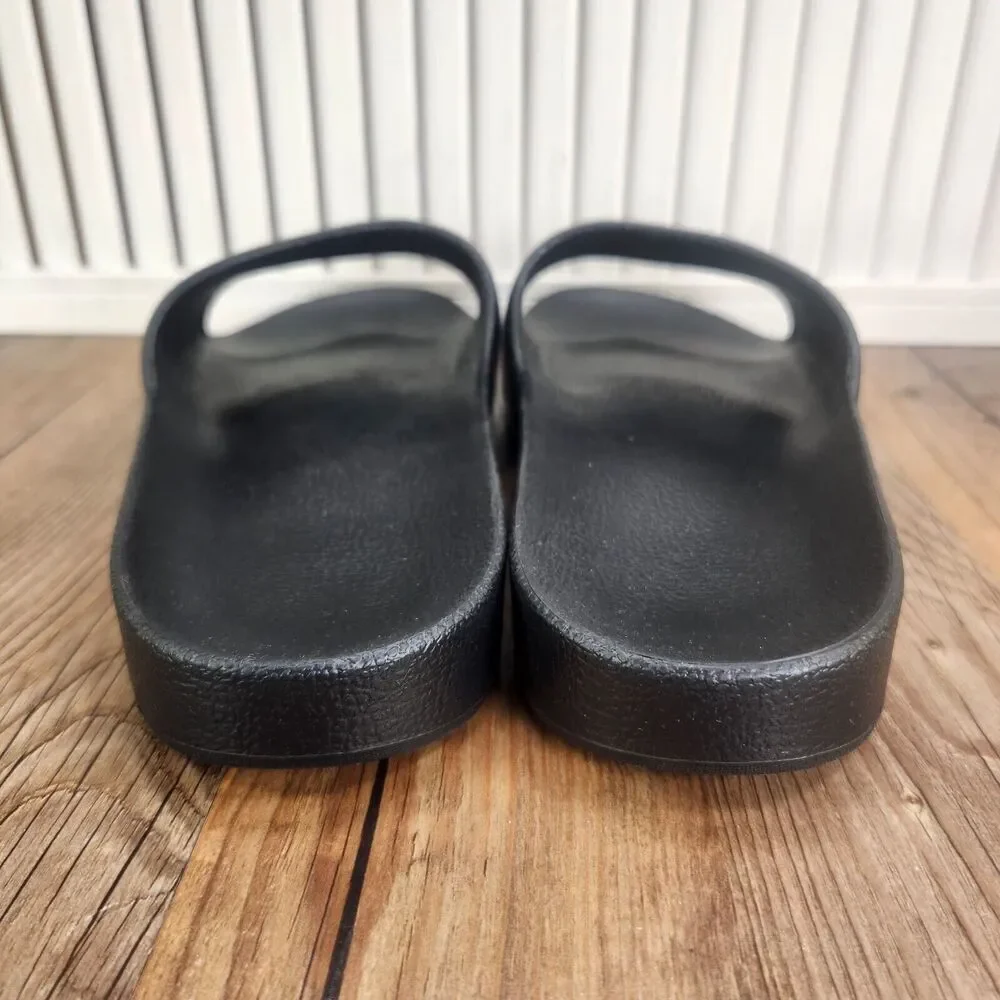 Adidas Adilette Aqua Slides Mens Sz 11 Black White Slip On Casual Sandals F35543